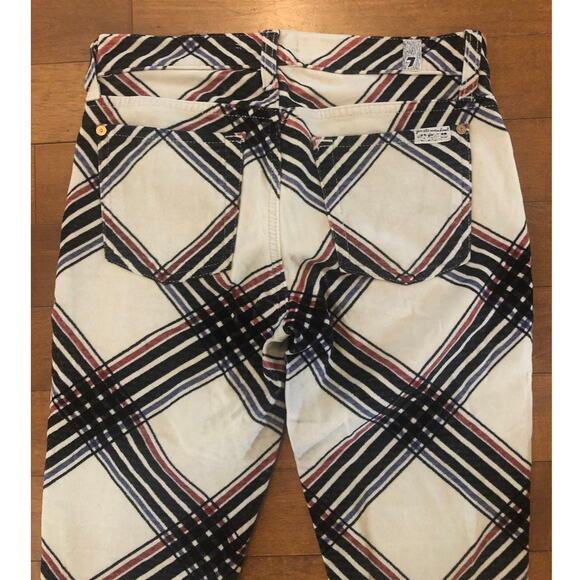 7 for all mankind Skinny Cream Velvet & Black Plaid Hoilday Pants size 27 - Picture 5 of 12